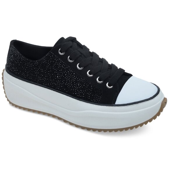 NWOT Wild Pair Highfive Lace-up Low-Top Sneakers - Black Bling - Picture 7 of 7